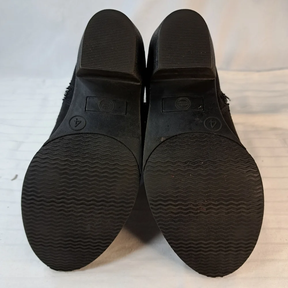 Wonder Nation Black Fringed Ankle Boots Kids Size 4